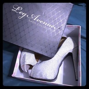 Sexy Silver Rhinestone Heels